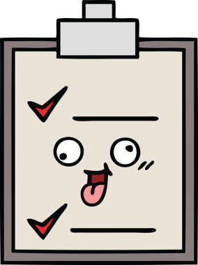 Bir insan tarafından çizilmiş kontrol listesinin sevimli karikatürü