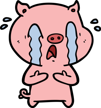 Bir insan tarafından çizilmiş ağlayan domuz çizgi filmi.