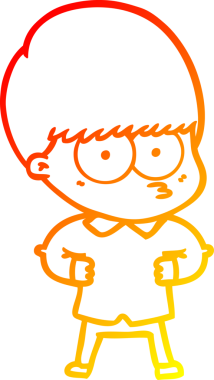 Bir insan tarafından çizilmiş meraklı bir çizgi film çocuğunun sıcak çizgi çizgisi.