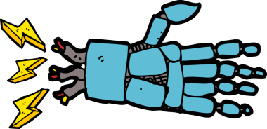 bir insan tarafından çizilmiş robot bir el.