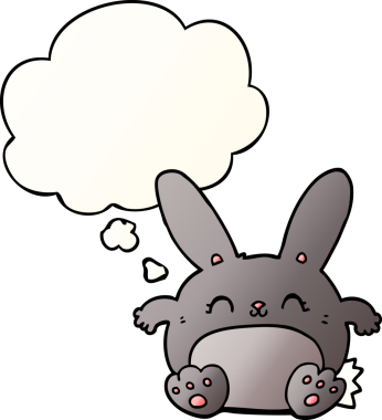 Düşünce baloncuklu çizgi film tavşanı bir insan tarafından çizilmiş.