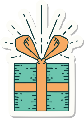 Bir insan tarafından çizilmiş dövme stili Noel hediyesi.