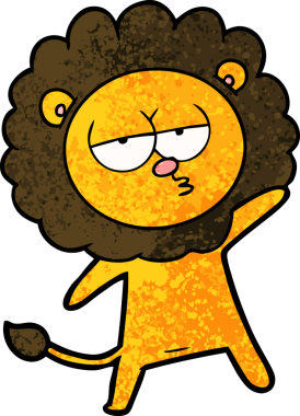 Bir insan tarafından çizilmiş yorgun bir aslan.