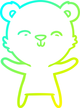 Bir insan tarafından çizilmiş mutlu bir kutup ayısının soğuk çizgi çizimi.