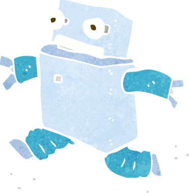 bir insan tarafından çizilmiş çizgi film çalışan robot