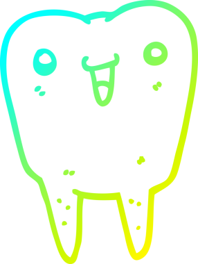 Bir insan tarafından çizilmiş bir çizgi film dişinin soğuk gradyan çizimi.