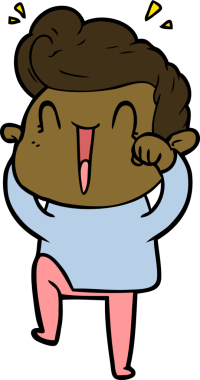 Bir insan tarafından çizilmiş heyecanlı bir çizgi film.