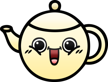 Bir insan tarafından çizilmiş bir çaydanlığın gölgeli karikatürü