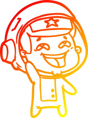 Bir insan tarafından çizilmiş gülen astronotun sıcak çizgi çizimi