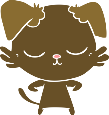 Bir insan tarafından çizilmiş şirin düz renkli çizgi film köpeği.