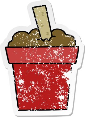 Bir insan tarafından çizilmiş garip bir el çizimi karikatür saksısı.