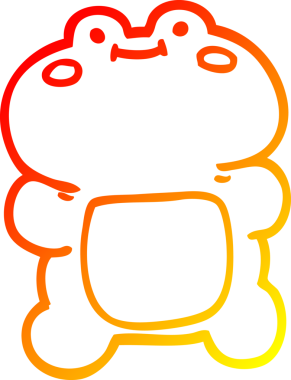 Bir insan tarafından çizilmiş komik bir kurbağanın sıcak çizgi çizimi