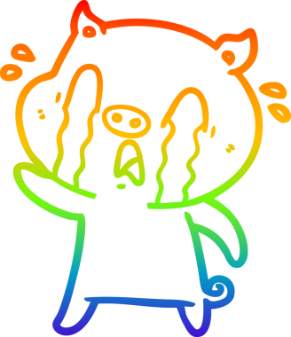 gökkuşağı gradyan çizimi bir insan tarafından çizilmiş ağlayan domuz çizgi filmi