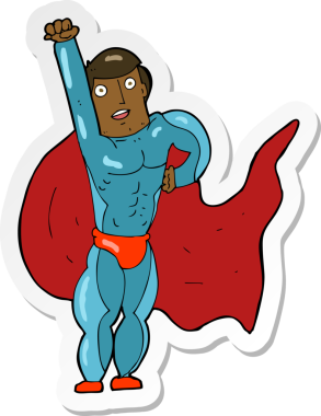 Bir insan tarafından çizilmiş bir süper kahramanın çıkartması.