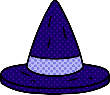 Bir insan tarafından çizilmiş bir cadı şapkası karalaması.