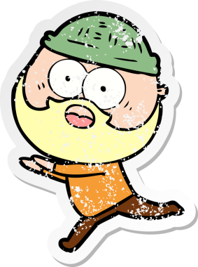 Bir insan tarafından çizilmiş sakallı bir adamın sıkıntılı çıkartması.