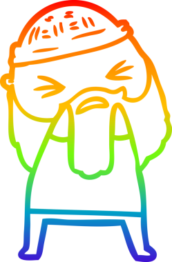 Bir insan tarafından çizilmiş sakallı bir karikatür çizimi.