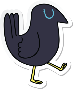 Bir insan tarafından çizilmiş garip bir el karga çıkartması.