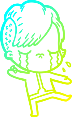 Bir insan tarafından çizilmiş uzay giysileri içinde ağlayan bir kız çizimi.