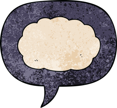 Konuşma baloncuğu olan karikatür bulutu insan tarafından çizilmiş retro doku.