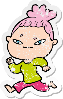 Bir insan tarafından çizilmiş karikatür bir kadının sıkıntılı çıkartması.