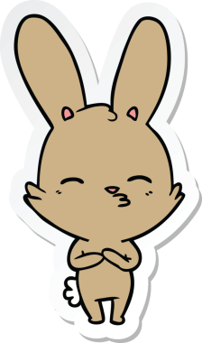 Bir insan tarafından çizilmiş meraklı bir tavşan karikatürü.