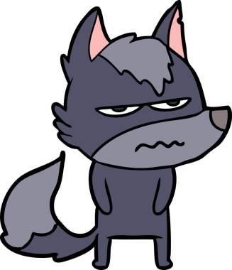 Bir insan tarafından çizilmiş rahatsız kurt çizgi filmi.