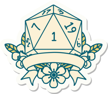 Bir insan tarafından çizilmiş doğal bir d20 zar etiketi.