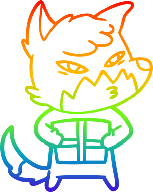 gökkuşağı gradyanı çizimi bir insan tarafından çizilmiş akıllı bir tilki çizgi filmi