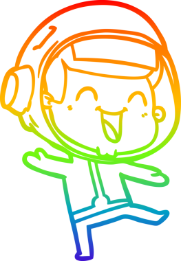 gökkuşağı gradyan çizimi mutlu bir çizgi astronot çizimi bir insan tarafından çizildi