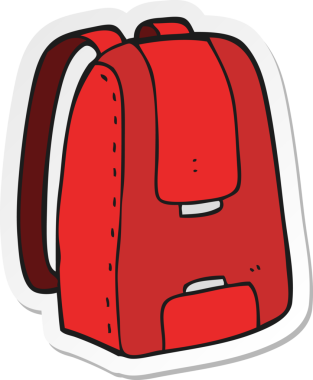 Bir insan tarafından çizilmiş bir karikatür çantasının etiketi.