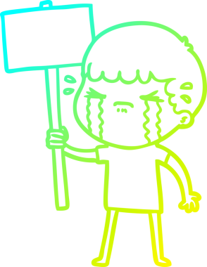 Bir insan tarafından çizilmiş ağlayan bir çizgi film karakteri çizimi.