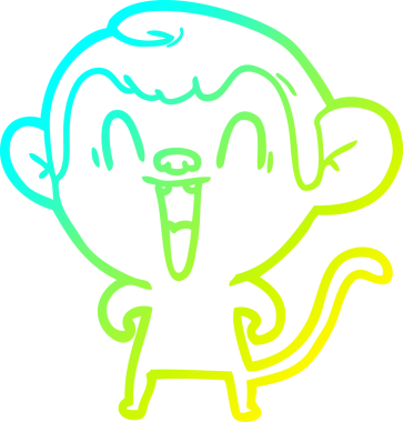 Bir insan tarafından çizilmiş gülen maymun çizgi çizimi.