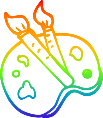 gökkuşağı gradyan çizimi bir insan tarafından çizilmiş bir karikatür sanatçısı paleti