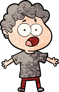 Bir insan tarafından çizilmiş bir karikatür adamı şaşkınlıkla nefes nefese kaldı.