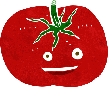 Bir insan tarafından çizilmiş domates çizgi filmi.