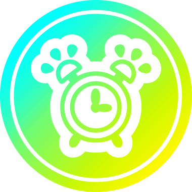 Çalan çalar saat dairesel simgesi ve bir insan tarafından çizilen havalı gradyan bitiş