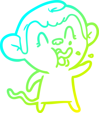 Bir insan tarafından çizilmiş çılgın bir çizgi film maymunu çizimi