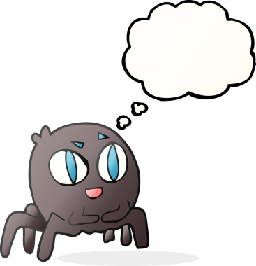 Bir insan tarafından çizilmiş serbest çizim balon karikatür örümceği.