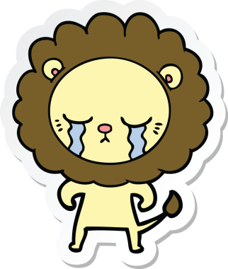 Bir insan tarafından çizilmiş ağlayan çizgi film aslanının çıkartması.