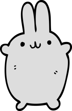 Bir insan tarafından çizilmiş çizgi film tavşanı