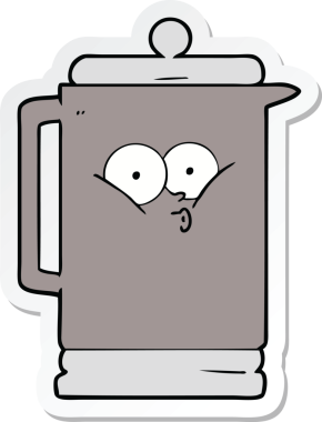 Bir insan tarafından çizilmiş karikatür elektrikli su ısıtıcısı çıkartması.