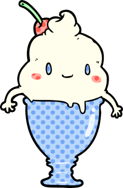 Bir insan tarafından çizilmiş tatlı çizgi film dondurması.