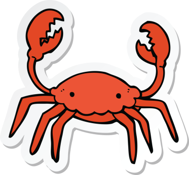 Bir insan tarafından çizilmiş karikatür yengeci çıkartması.