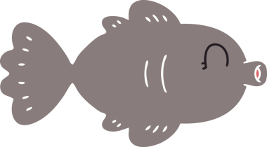 Bir insan tarafından çizilmiş garip bir karikatür balığı.