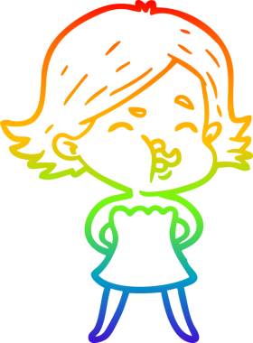 Gökkuşağı gradyan çizgi çizimi Bir insan tarafından çizilen bir kız karikatürü