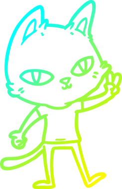 Bir insan tarafından çizilen çizgi film kedisinin soğuk gradyan çizgisi.