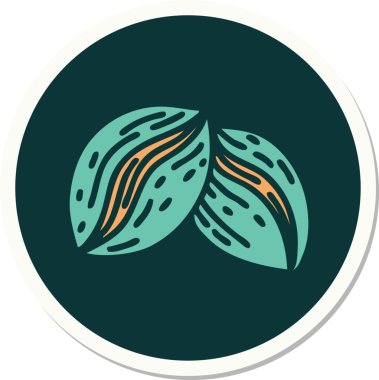 Bir insan tarafından çizilmiş geleneksel kahve çekirdeği stili dövme çıkartması.