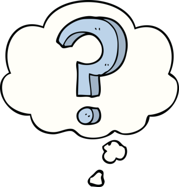 Bir insan tarafından çizilmiş düşünce baloncuklu soru işareti.
