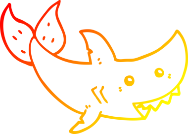 Bir insan tarafından çizilen çizgi film köpekbalığının sıcak çizgi çizimi